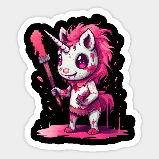 Undead Whimsy: Pink Zombie Unicorn Sticker by MerlinArt